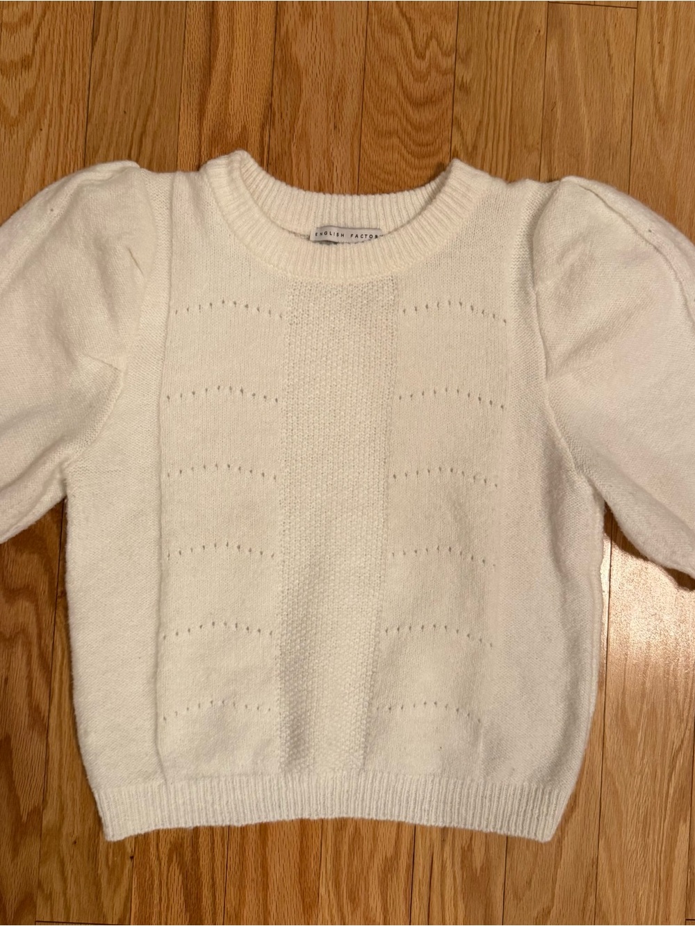 English Factory White Puff-Sleeve Sweater